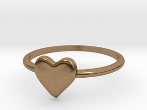 Heart-ring-solid-size-12 in Natural Brass