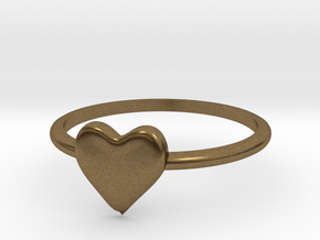 Heart-ring-solid-size-12 in Natural Bronze