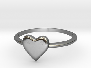 Heart-ring-solid-size-8 in Polished Silver