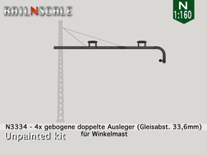 4x gebogene doppelte Ausleger für Winkelmast (N) in Tan Fine Detail Plastic