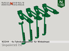 4x Fahrdrahtspanner für Winkelmast (N 1:160) in Tan Fine Detail Plastic