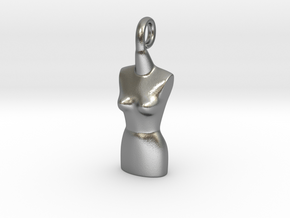 Woman bust pendant in Natural Silver