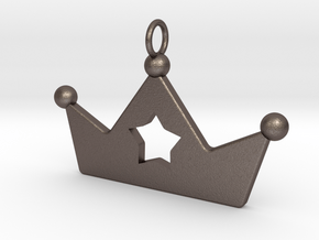 Crown Star Pendant in Polished Bronzed Silver Steel