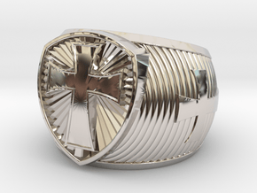 Cross Ring 21mm in Rhodium Plated Brass