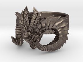 Diablo Ring Size 4 in Polished Bronzed Silver Steel