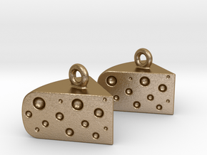 Cheese Wedge Earrings - Horizontal in Polished Gold Steel