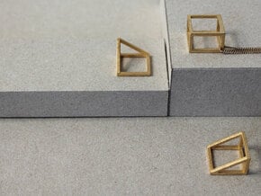 CUBE - ring or pendant - 3P in Polished Gold Steel
