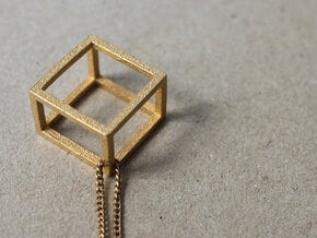 CUBE - ring or pendant - 4P in Polished Gold Steel