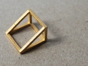 CUBE - ring or pendant - 2P in Polished Gold Steel