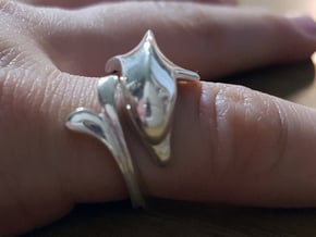 Pinkie finger dolphin ring in Polished Silver: Small