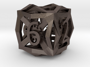 Gear Dice, Individuals or 7 Piece Set in Polished Bronzed-Silver Steel: d6