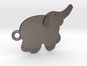 Baby Elephant in Polished Bronzed Silver Steel