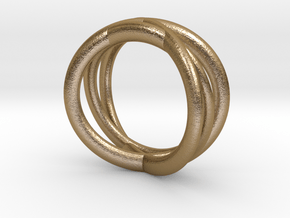 Three Orbits Entwined:Trinity UK Size O (US  7¼)  in Polished Gold Steel