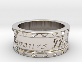 Fortune Favours The Brave. Ring Size 10.5 in Rhodium Plated Brass