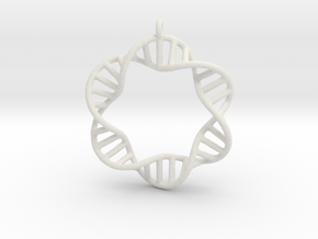 DNA Round Pendant in White Natural Versatile Plastic