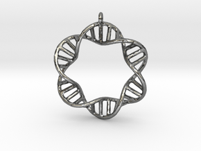 DNA Round Pendant in Polished Silver