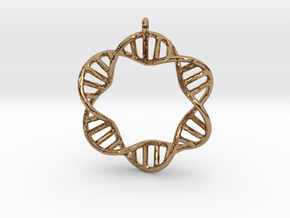 DNA Round Pendant in Polished Brass