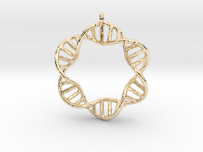 DNA Round Pendant in 14k Gold Plated Brass