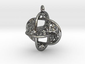Voronoi Borromean Pendant (Earrings) in Polished Silver