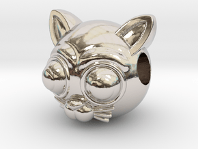 Reversible Cat head pendant in Rhodium Plated Brass