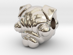  Reversible pug head pendant in Rhodium Plated Brass
