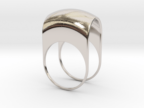 Lid for Compact Pillbox Ring - size 10 in Rhodium Plated Brass