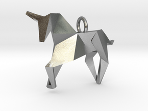 Origami Unicorn in Natural Silver