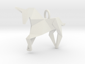 Origami Unicorn in White Natural Versatile Plastic