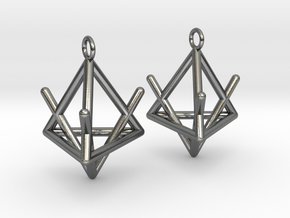 Pyramid triangle earrings type 2 in Polished Silver
