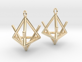 Pyramid triangle earrings type 2 in 14K Yellow Gold