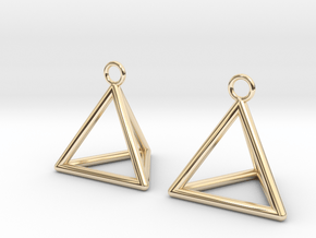 Pyramid triangle earrings in 14K Yellow Gold