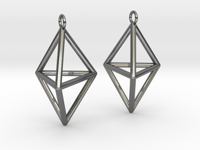 Pyramid triangle earrings type 3 in Polished Silver