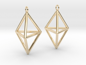Pyramid triangle earrings type 3 in 14K Yellow Gold