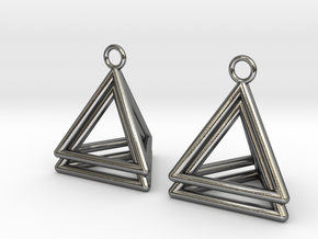 Pyramid triangle earrings type 4 in Polished Silver