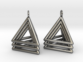 Pyramid triangle earrings type 5 in Polished Silver