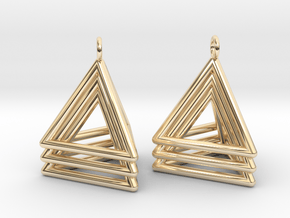 Pyramid triangle earrings type 5 in 14K Yellow Gold