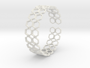 Honeyfull S Bracelet, Medium Size, 65mm in White Natural Versatile Plastic: Medium