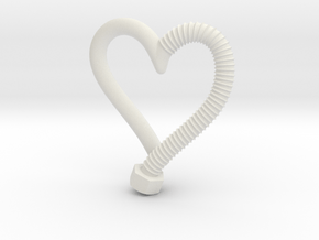 Heart-screw pendant in White Natural Versatile Plastic