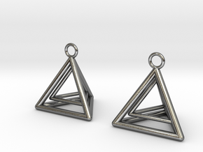 Pyramid triangle earrings type 9 in Polished Silver