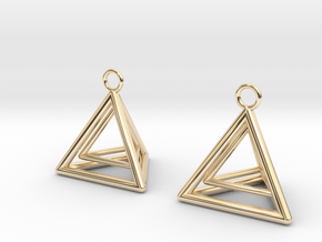 Pyramid triangle earrings type 9 in 14K Yellow Gold