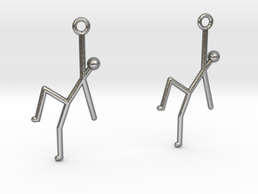 Stick Man Earrings in Natural Silver