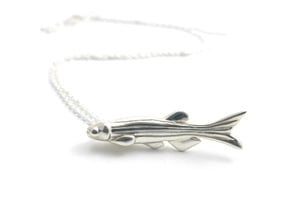 Zebrafish Pendant - Science Jewelry  in Polished Silver