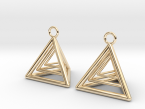 Pyramid triangle earrings type 9 in 14K Yellow Gold