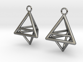 Pyramid triangle earrings type 10 in Polished Silver