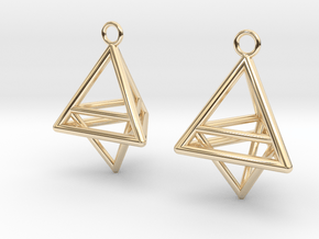 Pyramid triangle earrings type 10 in 14K Yellow Gold