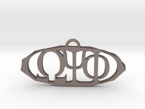 Omega Psi Phi Pendant in Polished Bronzed Silver Steel