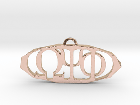 Omega Psi Phi Pendant in 14k Rose Gold Plated Brass