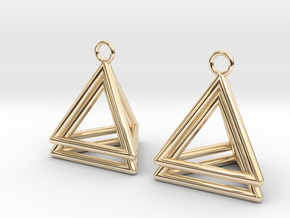 Pyramid triangle earrings type 4 in 14k Gold Plated Brass