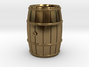 Wooden Barrel Wine Rundlet in Polished Bronze