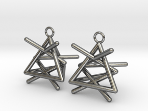 Pyramid triangle earrings type 1 in Polished Silver